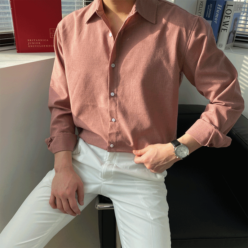 남자 봄 여름 루즈핏 파스텔 린넨 셔츠 (7color)